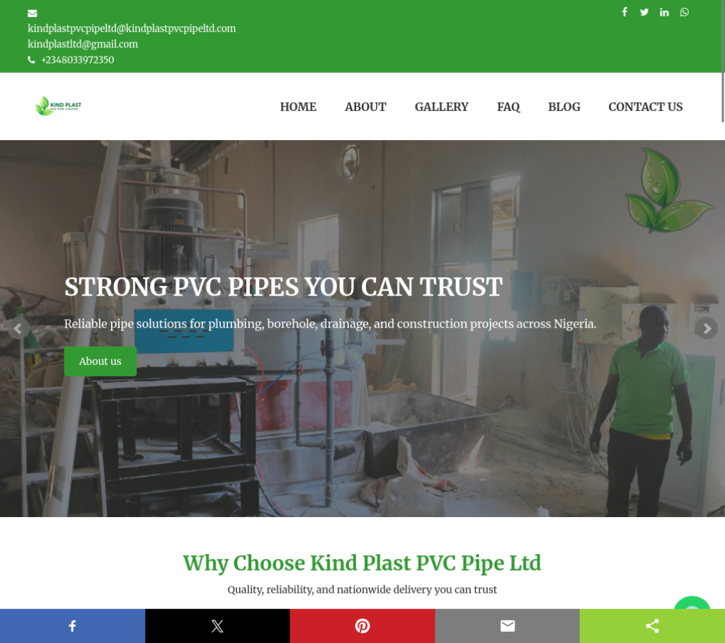 Kind Plast PVC Pipe Ltd Website Development – Modern Business Website Case Study